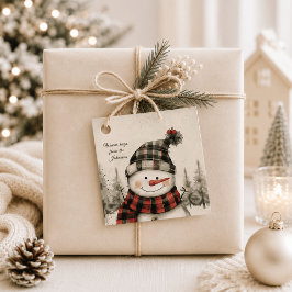 Personalisierte Schneemann-Karo-Weihnachtsgeschenk Geschenkanhänger
