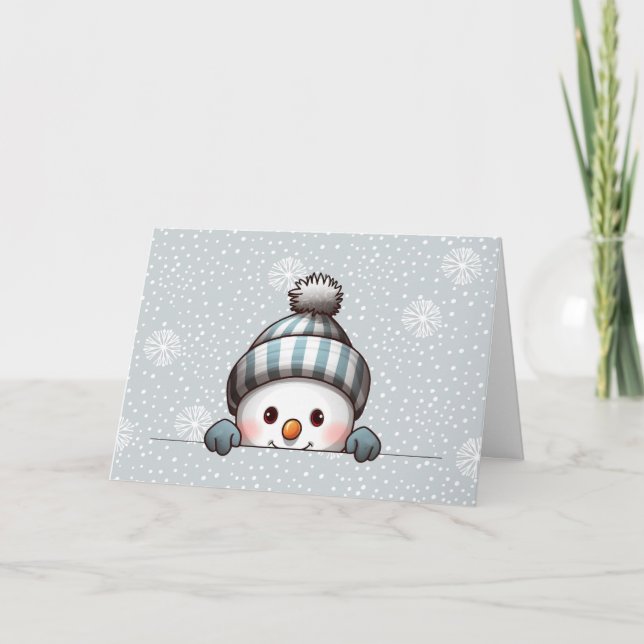 Personalisierte Schneemann-Weihnachtskarte Karte (Vorderseite)