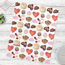 Personalisierte Schokolade Candy Heart Muster Fleecedecke
