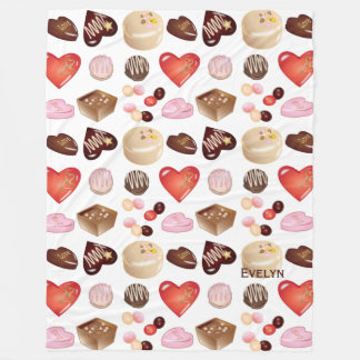 Personalisierte Schokolade Candy Heart Muster Fleecedecke