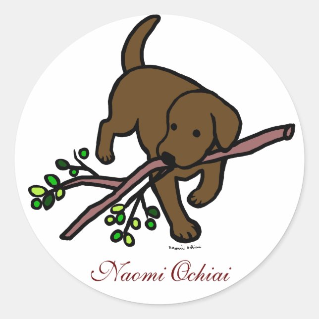 Personalisierte Schokolade-Labrador-Cartoon-Aufkle Runder Aufkleber (Vorderseite)