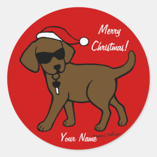 Personalisierte Schokolade Labrador Cartoon Weihna Runder Aufkleber