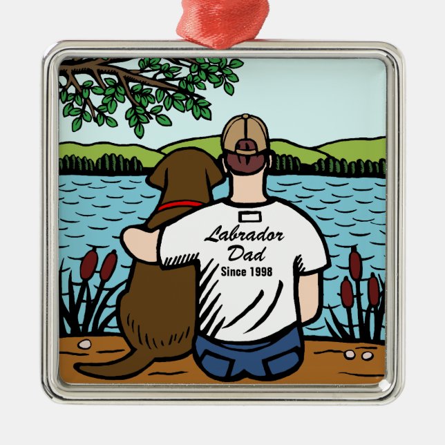 Personalisierte Schokolade Labrador und Vater 2 Ornament Aus Metall (Vorne)