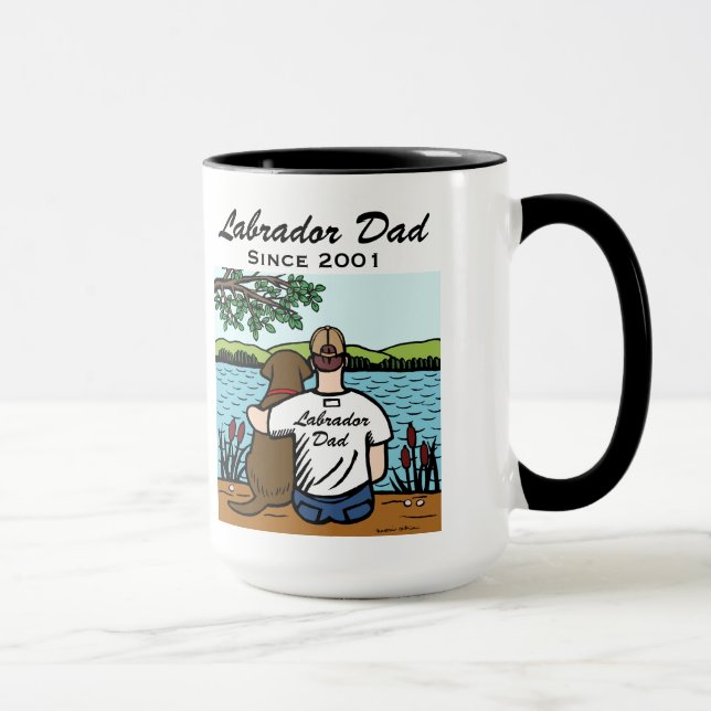 Personalisierte Schokolade Labrador und Vater 2 Tasse (Rechts)