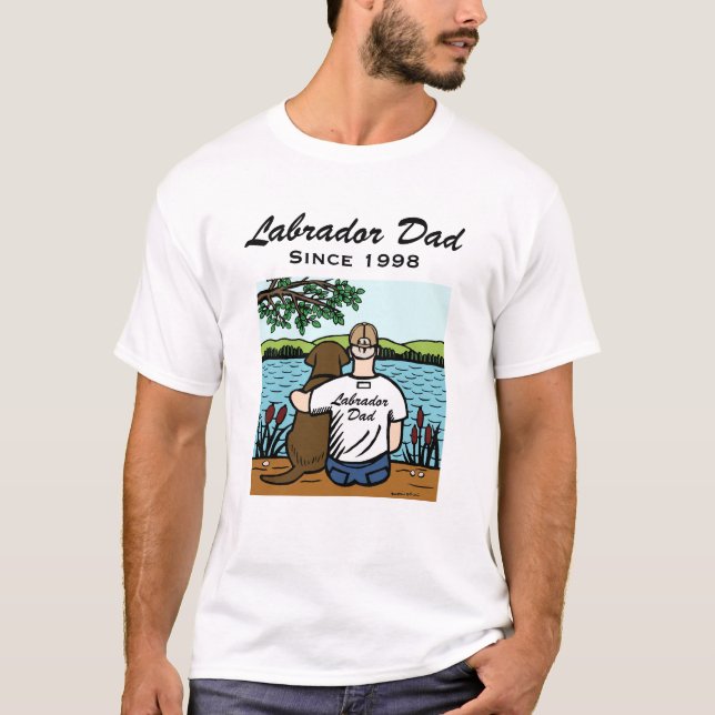Personalisierte Schokolade Labrador und Vater T-Shirt (Vorderseite)