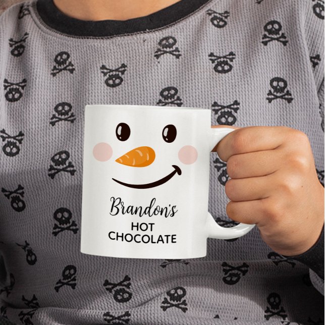 Personalisierte Schokolade Snowman Kinder Kaffeetasse (Snowman Hot Chocolate Mug, Gift for Kids, Christmas Gift)