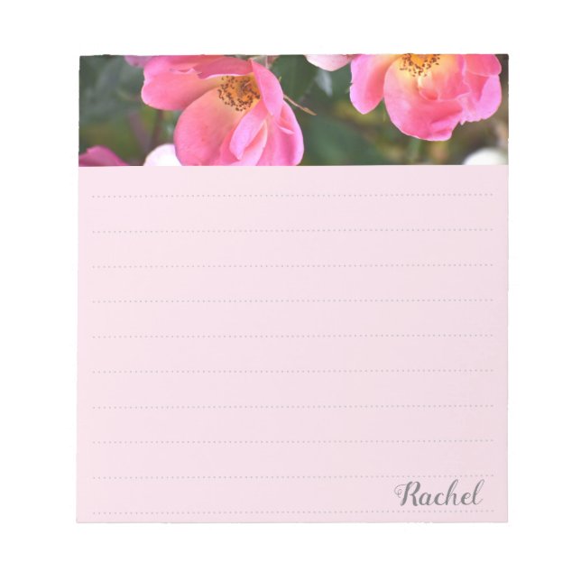 Personalisierte schöne rosa Blume Liniert Notizblock (Vorderseite)
