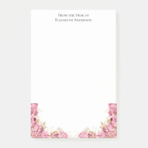 Personalisierte Schreibwaren mit rosa Rosen und fl Post-it Klebezettel