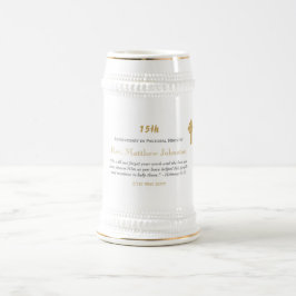 personalisierte Schrift zum 15. Jubiläum Bierglas