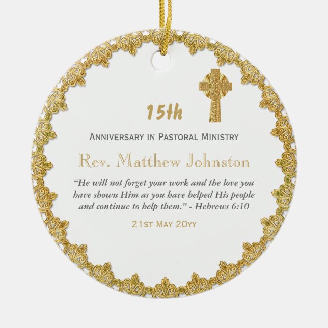 personalisierte Schrift zum 15. Jubiläum Keramik Ornament (Vorne)