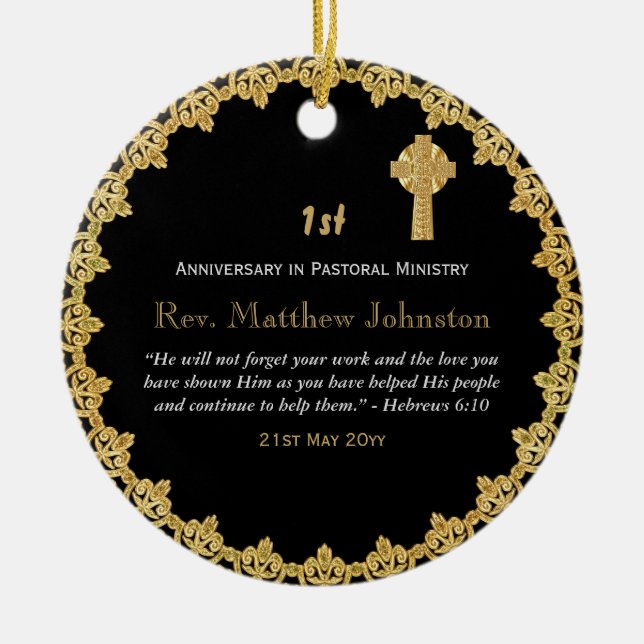 personalisierte Schrift zum ersten Jahrestag Keramik Ornament (Vorne)