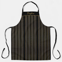 Personalisierte Schürze aus Schwarz und Goldstreif