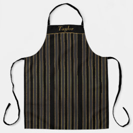 Personalisierte Schürze aus Schwarz und Goldstreif