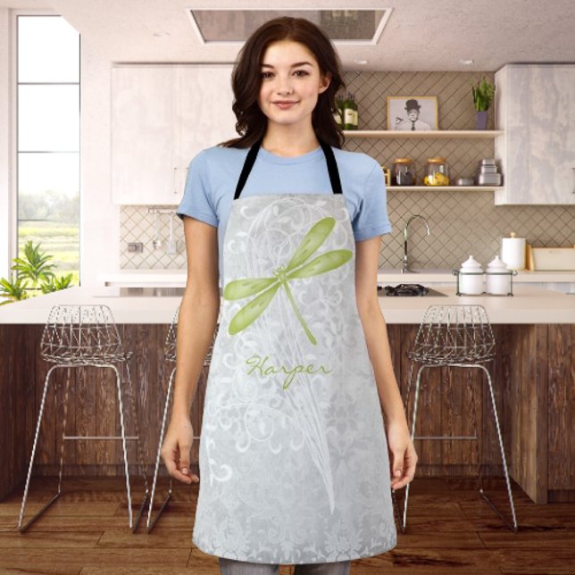 Personalisierte Schürze der grünen Libelle (Green Dragonfly Personalized Apron)