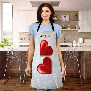 Personalisierte Schürze des Roten Herzens
