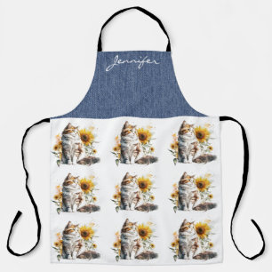Personalisierte Schürze für Sonnenblumen-Cat