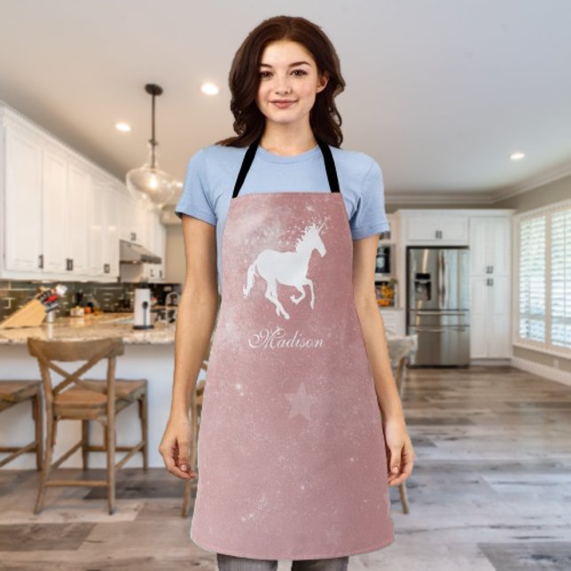 Personalisierte Schürze Rosa Einhorn (Pink Unicorn Personalized Apron)