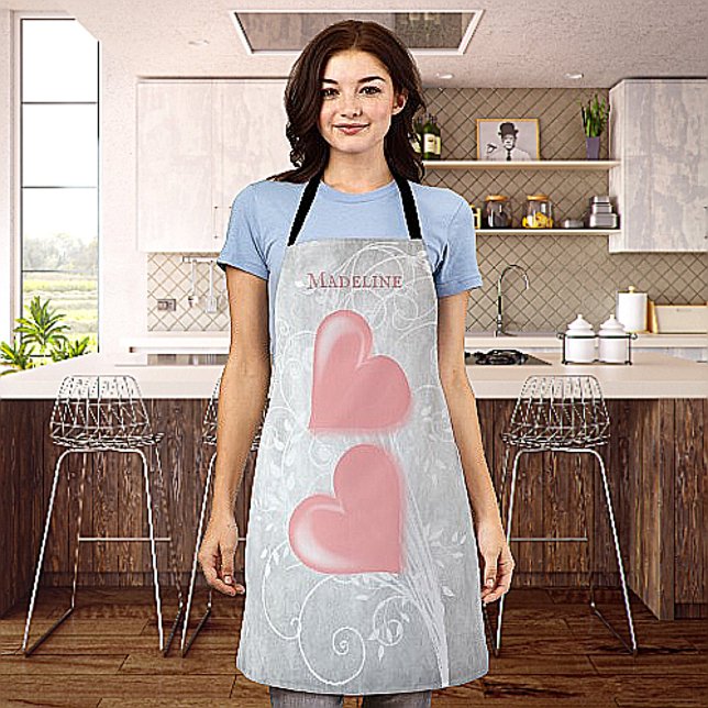 Personalisierte Schürze Rosa Herzen (Pink Hearts Personalized Apron)
