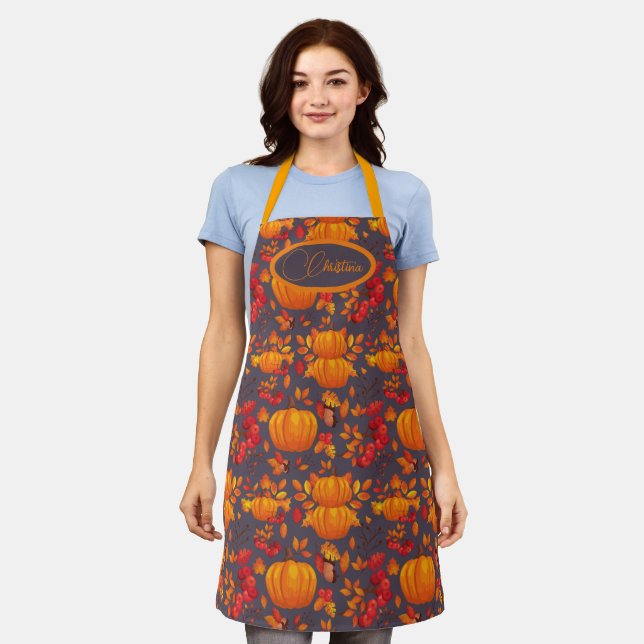 Personalisierte Schürze von Autumn Pumpkin (Getragen)