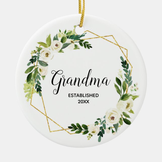Personalisierte Schwangerschaft Ankündigung Blumen Keramik Ornament (Vorne)