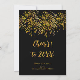 Personalisierte Schwarz-Gold-Feuerwerke - Frohes N Ankündigung