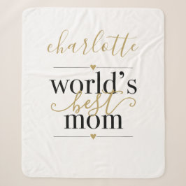 Personalisierte Schwarz-Gold-Welten Beste Mama Sherpadecke