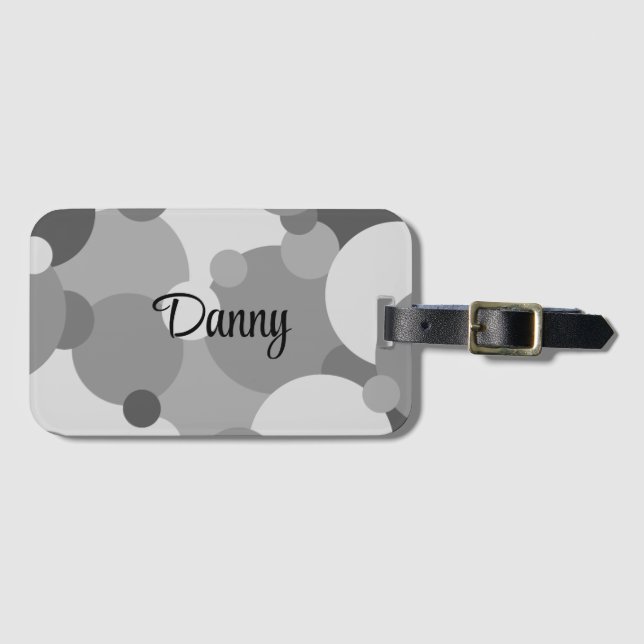 Personalisierte schwarz-graue Moleküle Gepäckmarke Gepäckanhänger (Vorderseite (Horizontal))