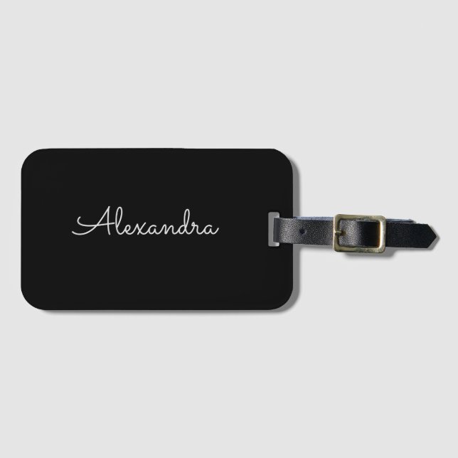 Personalisierte schwarz hinzufügen gepäckanhänger (Vorderseite (Horizontal))