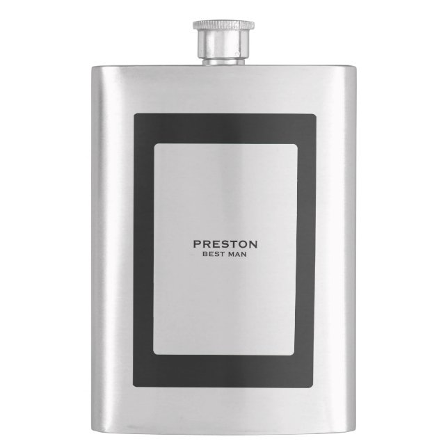 Personalisierte Schwarz-Inset-Flasche Flachmann (Vorderseite)