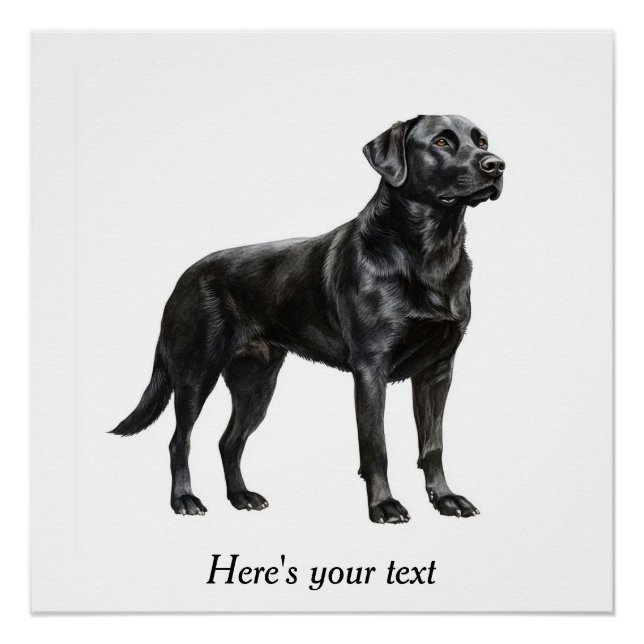 Personalisierte Schwarz-Labrador-Retriever-Dekorat Poster (Vorderseite)