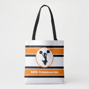 Personalisierte Schwarz-Orange-Cheerleader-Tasche Tasche