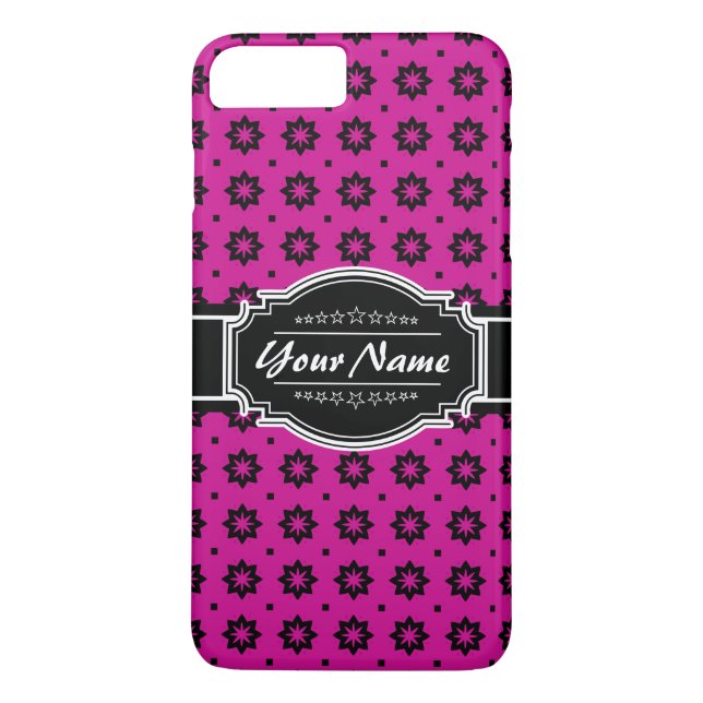 Personalisierte schwarz-rosa Fliesen Case-Mate iPhone Hülle (Rückseite)