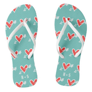 Personalisierte Schwarz/Rot-Liebe Flip Flops