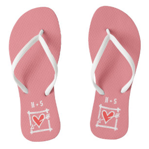 Personalisierte Schwarz/Rot-Liebe Flip Flops