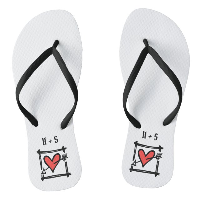 Personalisierte Schwarz/Rot-Liebe Flip Flops (Fußbett)