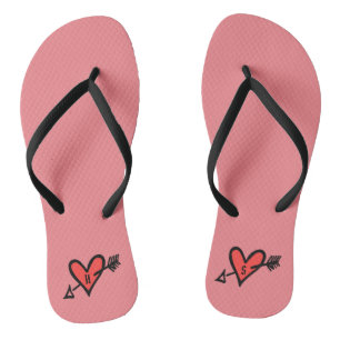 Personalisierte Schwarz/Rot-Liebe Flip Flops
