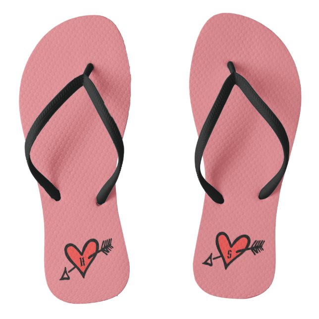 Personalisierte Schwarz/Rot-Liebe Flip Flops (Fußbett)