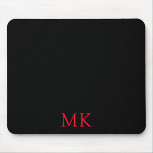 Personalisierte Schwarz-Rot-Monogramm-Initialen Mousepad