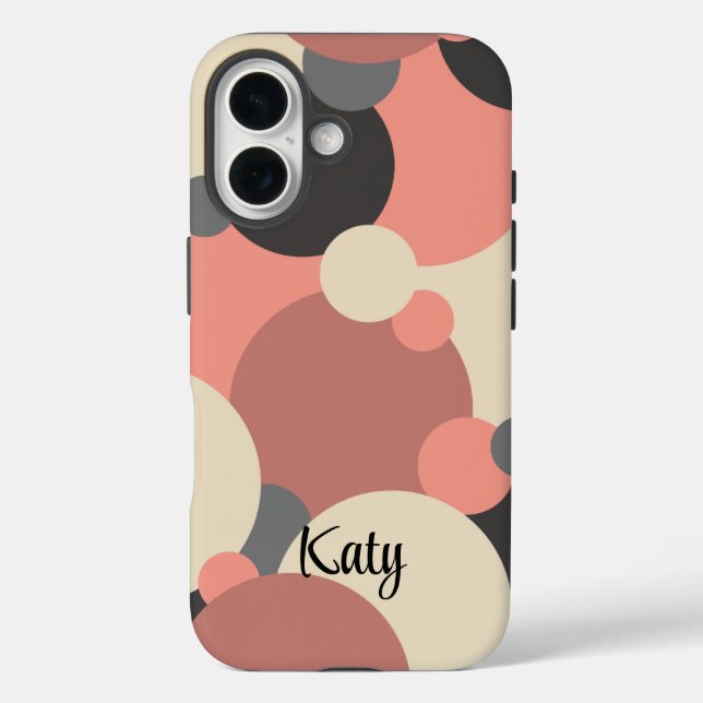 Personalisierte schwarz-rote Moleküle iPhone Gehäu iPhone 16 Hülle (Rückseite)