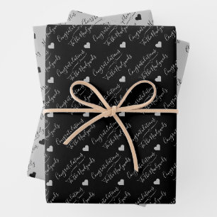 Personalisierte Schwarz-Silber-Hochzeit, Jubiläum Geschenkpapier Set