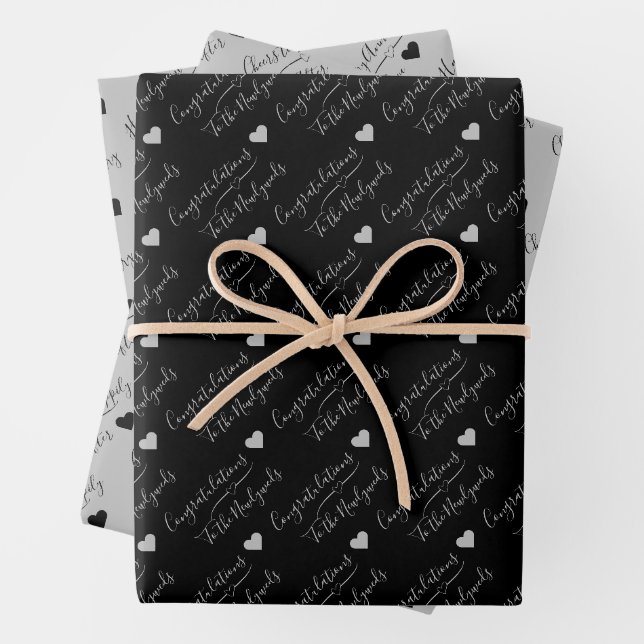 Personalisierte Schwarz-Silber-Hochzeit, Jubiläum Geschenkpapier Set (Beispiel)