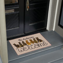 Personalisierte Schwarz- und Goldkatzen Begrüßungs
