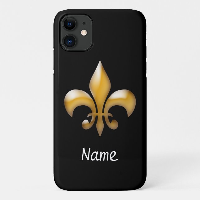 Personalisierte Schwarz-und GoldLilie Case-Mate iPhone Hülle (Rückseite)