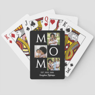 Personalisierte Schwarz-Weiß-3-Foto-Mama-Erinnerun Spielkarten