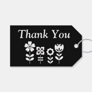Personalisierte Schwarz-Weiß-Blume Vielen Dank Geschenkanhänger