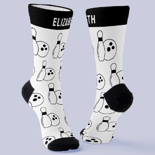 Personalisierte Schwarz/Weiß-Bowling-Socken mit Na Socken