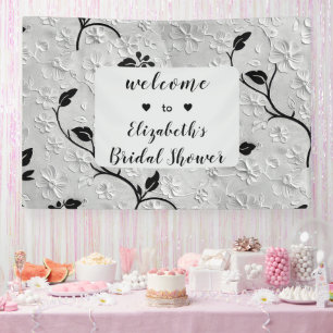 Personalisierte Schwarz-Weiß-Florals Banner