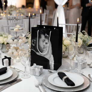 Personalisierte Schwarz-Weiß-Foto-Geschenktasche Mittlere Geschenktüte