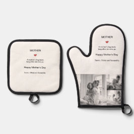 Personalisierte Schwarz-Weiß-FotoCollage - Ofenhandschuh & Topflappen-Set