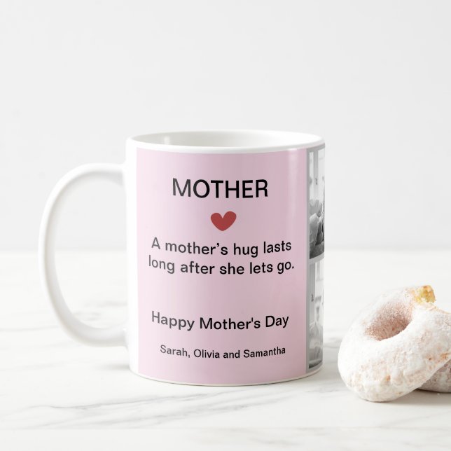 Personalisierte Schwarz-Weiß-Fotocollage-Tasse Kaffeetasse (Mit Donut)